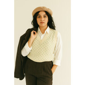 Boathouse Row Vintage Womens Sweater Vest Medium Floral Cottage Preppy Academia